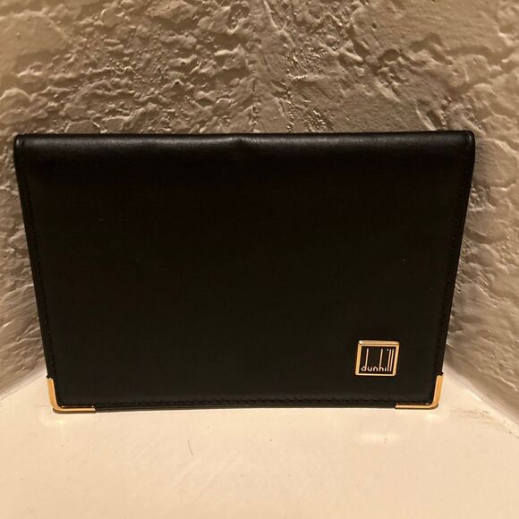 Dunhill Compact Bifold Cardholder ID Wallet Black Leather Minimalist Quiet Luxe - Picture 1 of 11